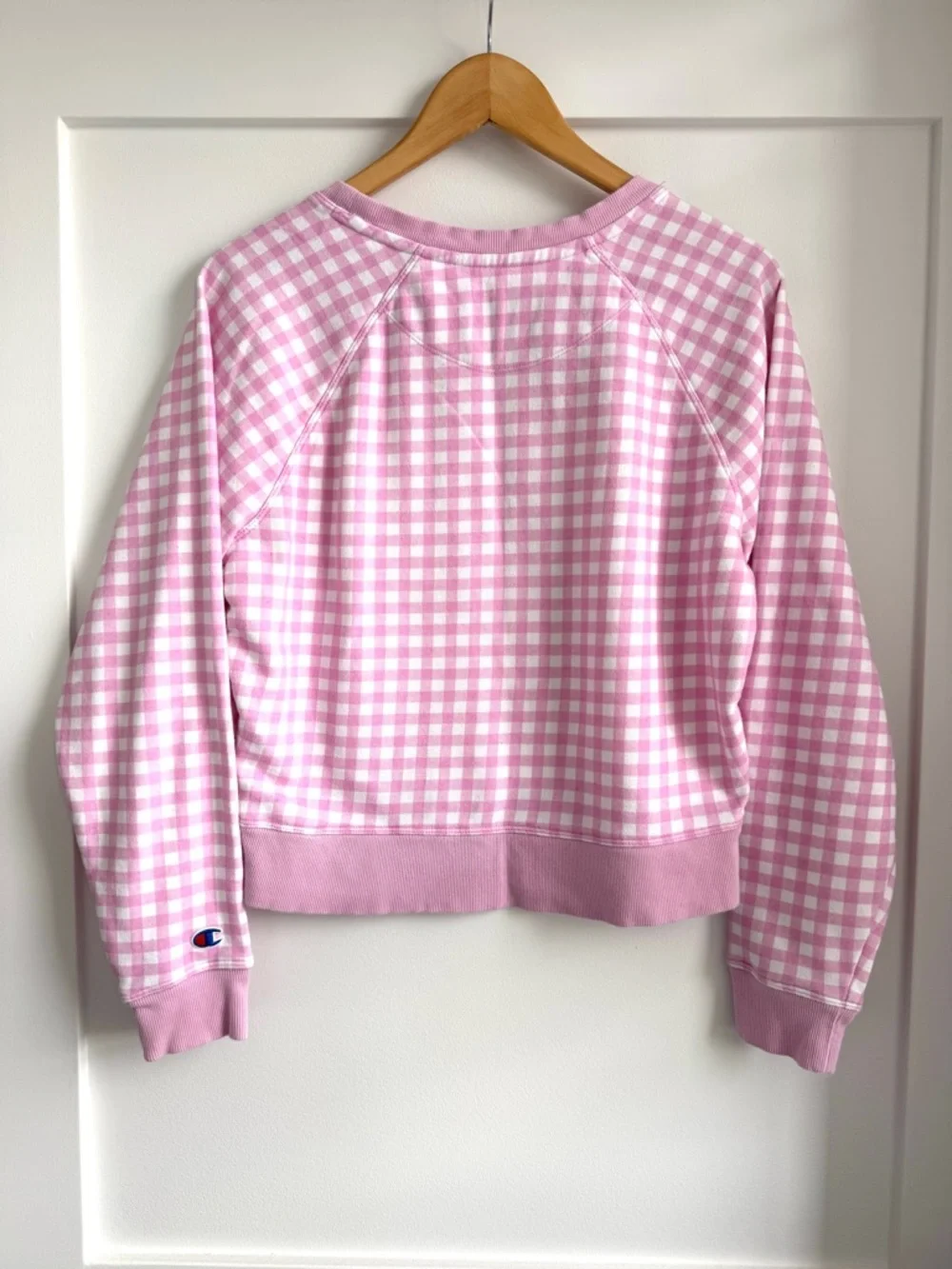 Champion Sweatshirt Pink Gingham Checkered Size M - Picture 3 of 11